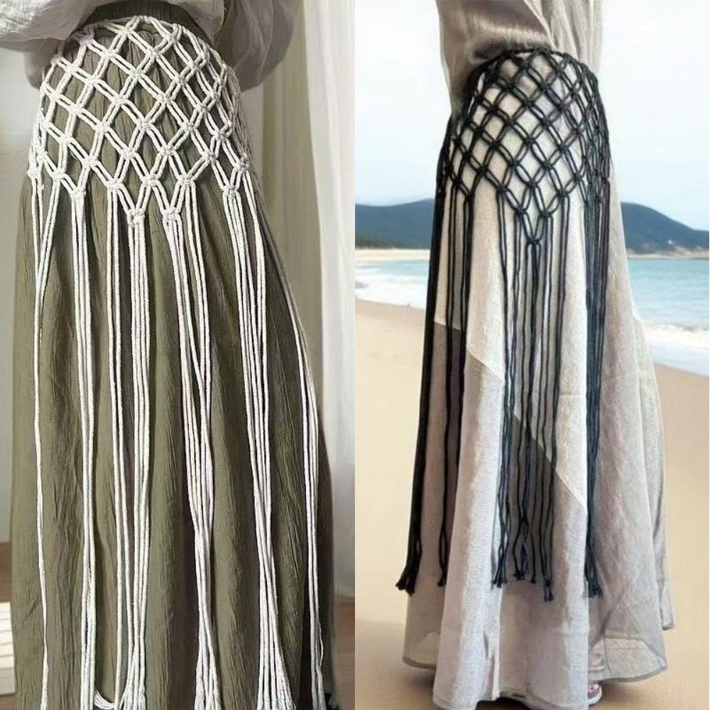 Ethnic Fashion Design - Bohemian stijl, netten tailleband met franjes,