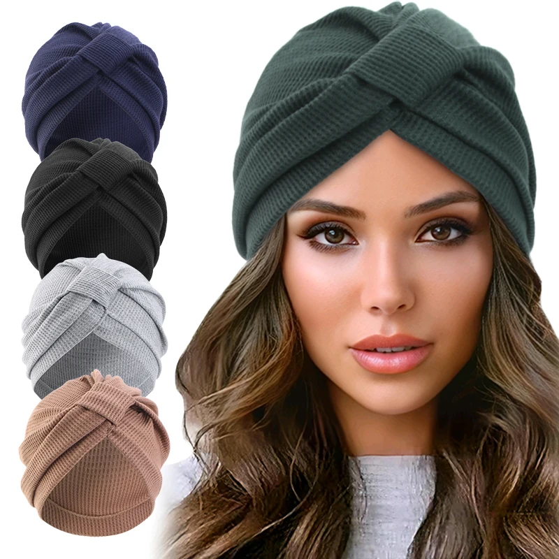 Ethnic Fashion India - Dames hoofddoek van katoenen wafelstof, ademend,